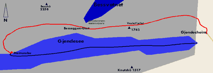 Map Besseggengrat