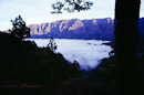 Morgens an La Cumbrecita, Caldera wolkenverhangen